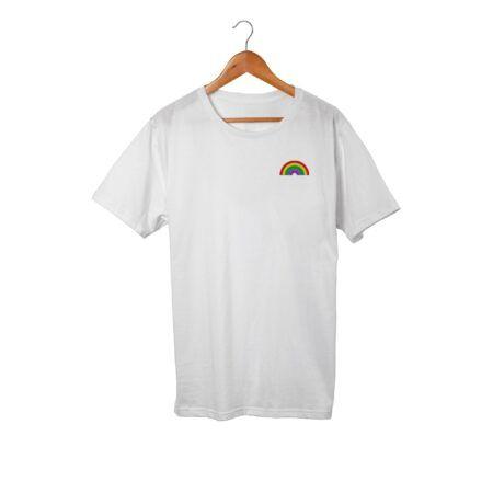 Playera Unisex Blanco | Bordado Arcoíris